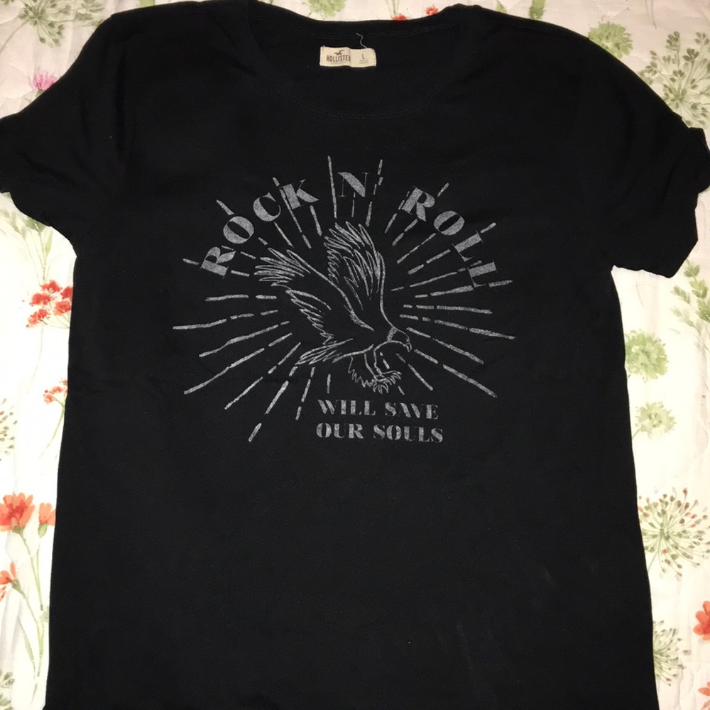 Size L Black Hollister Rock N Roll T-Shirt